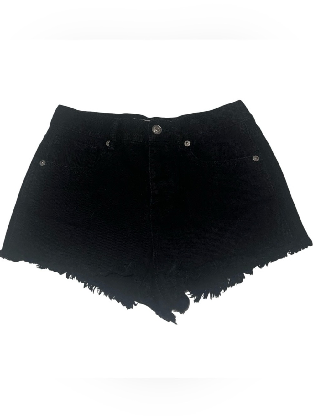 Melville Women’s Black Frayed Hem Denim Shorts Sz 24